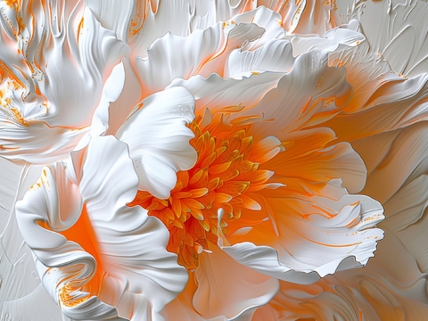  3D浮雕花卉背景墙 