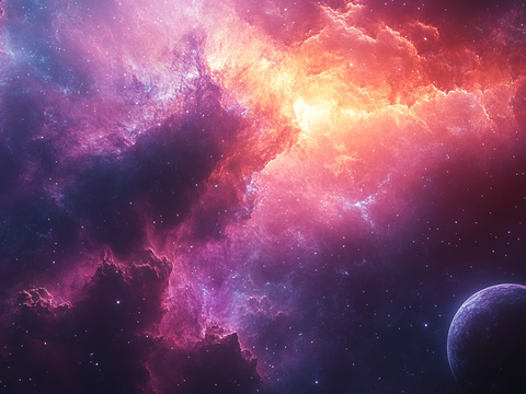  梦幻云彩科幻电视屏幕 