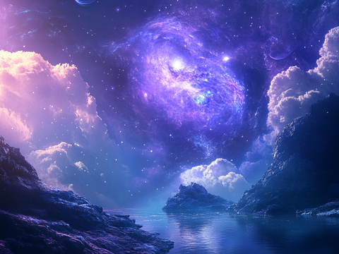  梦幻云彩科幻电视屏幕 