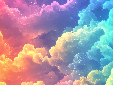  梦幻云彩科幻电视屏幕 