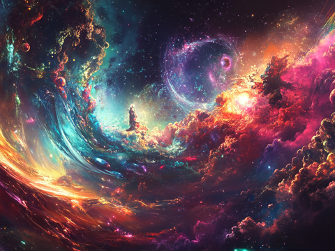  梦幻云彩科幻电视屏幕 