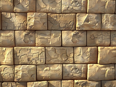  3D浮雕立体砖墙背景 