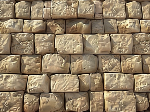  3D浮雕立体砖墙背景 