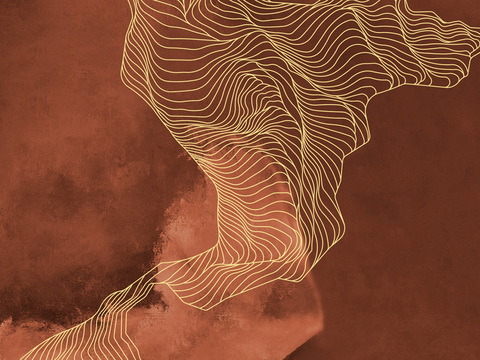  新中式山水抽象壁纸 