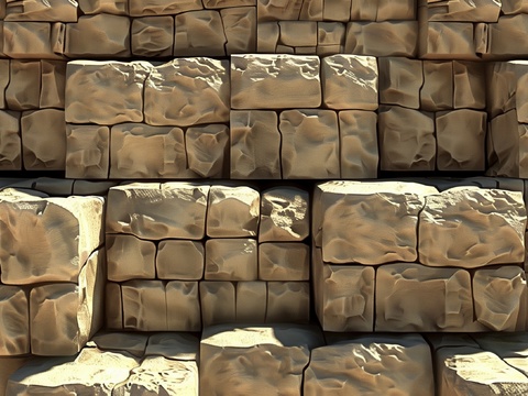  3D浮雕立体砖墙背景 