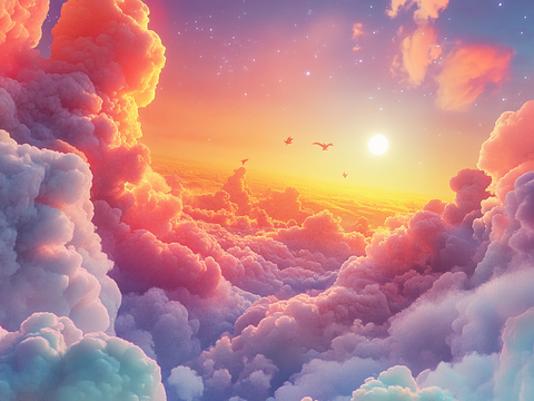  梦幻云彩科幻电视屏幕 