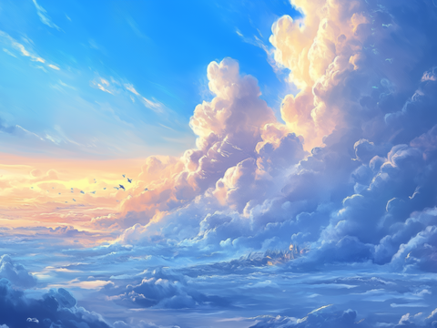  梦幻云彩科幻电视屏幕 