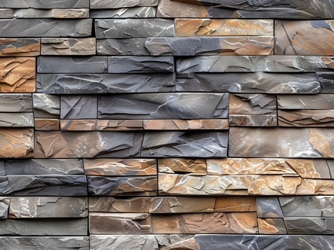  3D浮雕立体砖墙背景 