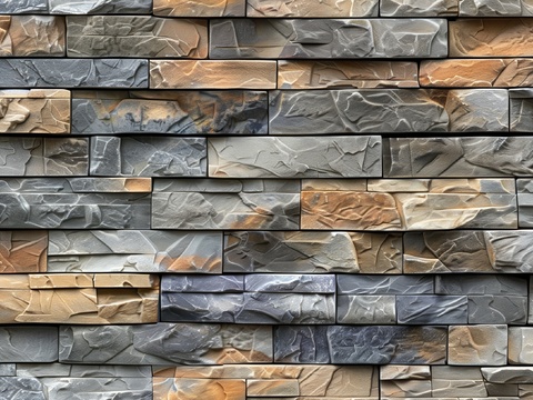  3D浮雕立体砖墙背景 