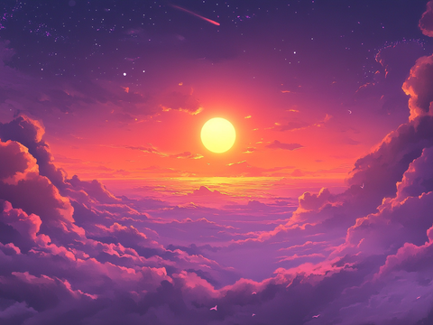  梦幻云彩科幻电视屏幕 