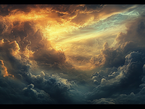  梦幻云彩科幻电视屏幕 