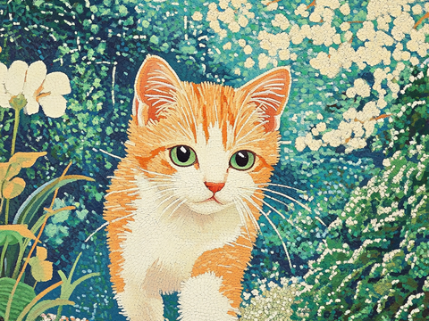 手绘动物装饰画 