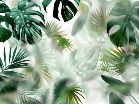  夹丝磨砂玻璃幕墙植物隔断 