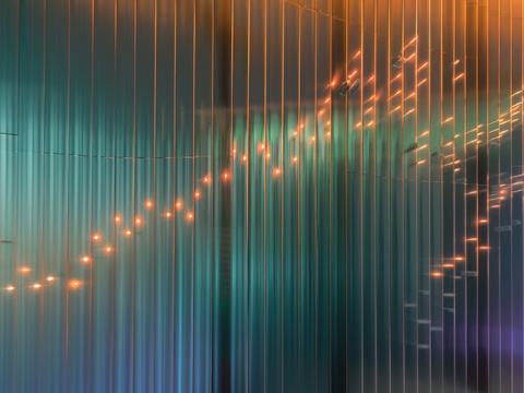  夹丝艺术玻璃幕墙隔断 