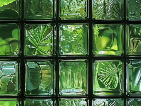  夹丝磨砂玻璃幕墙植物隔断 