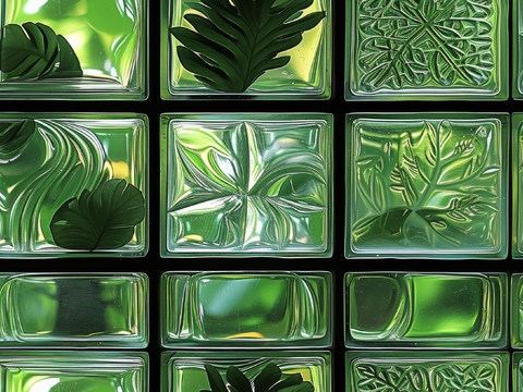  夹丝磨砂玻璃幕墙植物隔断 