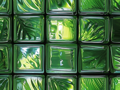  夹丝磨砂玻璃幕墙植物隔断 