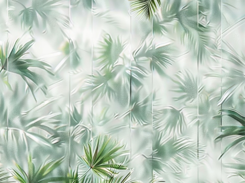  夹丝磨砂玻璃幕墙植物隔断 