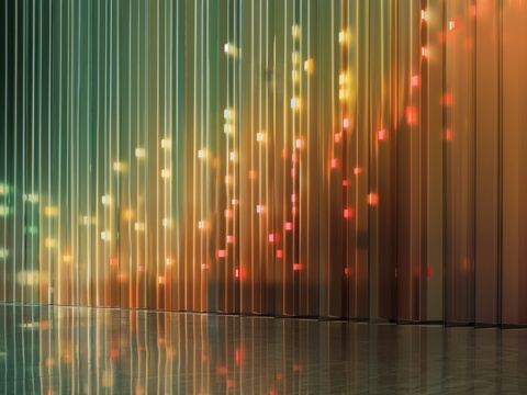  夹丝艺术玻璃幕墙隔断 