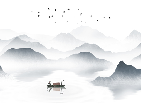  新中式水墨字画 山水装饰画 