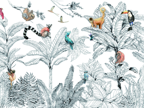  新中式十二生肖装饰壁画贴图 