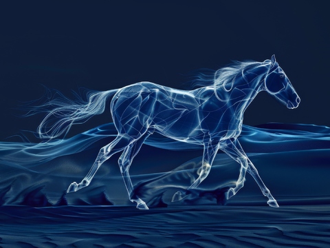  骏马肖像3D立体浮雕背景墙 