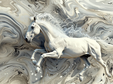  骏马肖像3D立体浮雕背景墙 