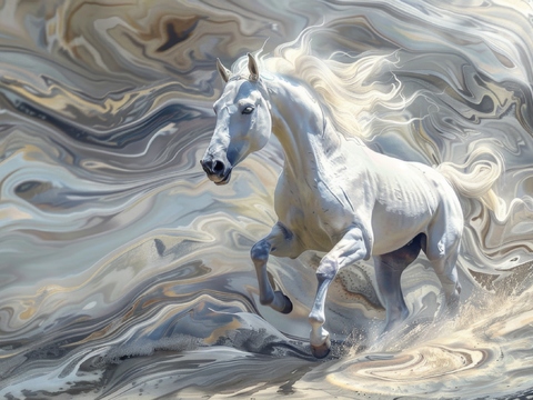  骏马肖像3D立体浮雕背景墙 