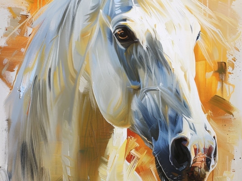  骏马肖像3D立体浮雕背景墙 