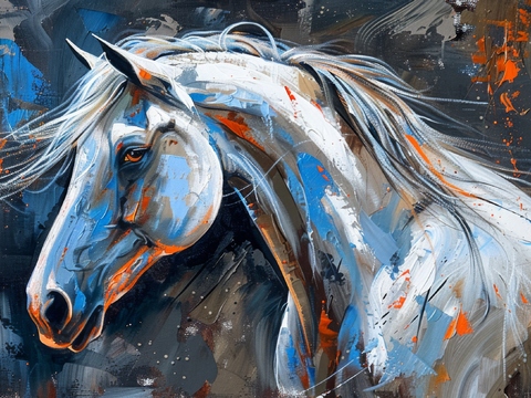  骏马肖像3D立体浮雕背景墙 