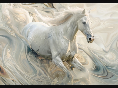  骏马肖像3D立体浮雕背景墙 