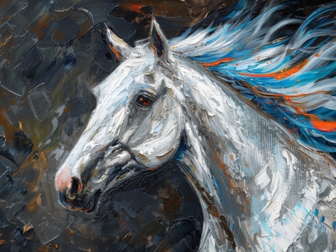  骏马肖像3D立体浮雕背景墙 