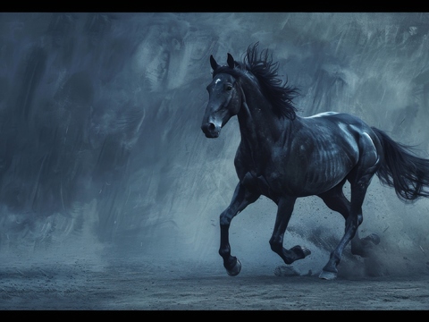  骏马肖像3D立体浮雕背景墙 