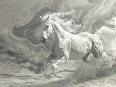  骏马肖像3D立体浮雕背景墙 