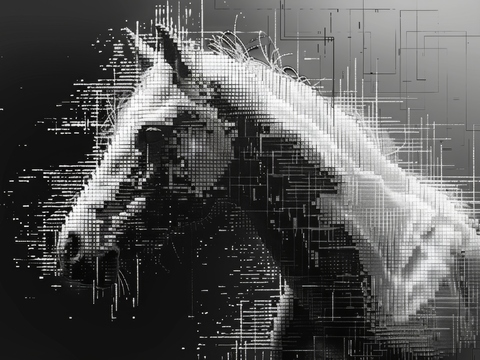  骏马肖像3D立体浮雕背景墙 