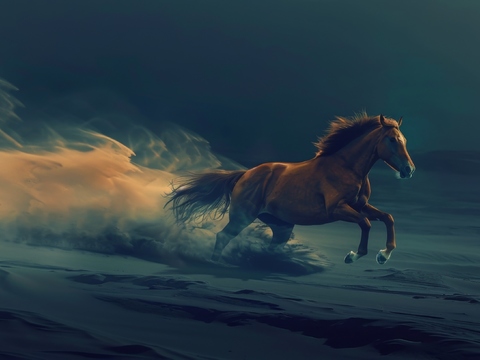  骏马肖像3D立体浮雕背景墙 