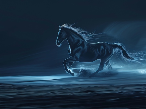  骏马肖像3D立体浮雕背景墙 