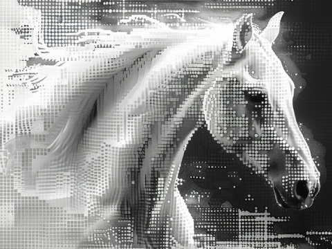  骏马肖像3D立体浮雕背景墙 