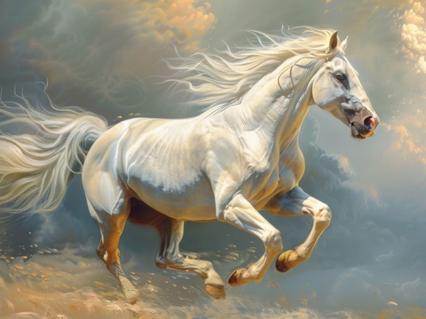  骏马肖像3D立体浮雕背景墙 