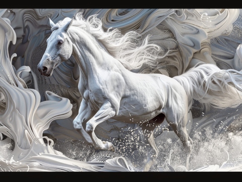  骏马肖像3D立体浮雕背景墙 