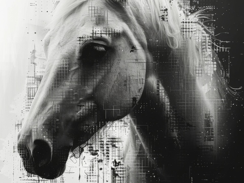  骏马肖像3D立体浮雕背景墙 