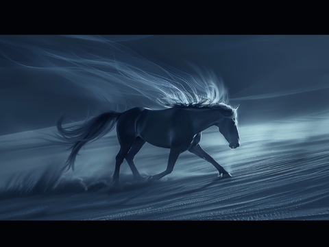  骏马肖像3D立体浮雕背景墙 