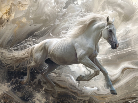  骏马肖像3D立体浮雕背景墙 
