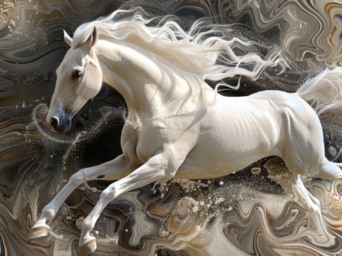  骏马肖像3D立体浮雕背景墙 