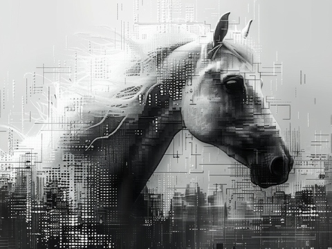  骏马肖像3D立体浮雕背景墙 