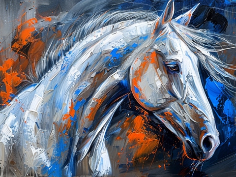  骏马肖像3D立体浮雕背景墙 