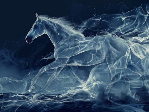  骏马肖像3D立体浮雕背景墙 