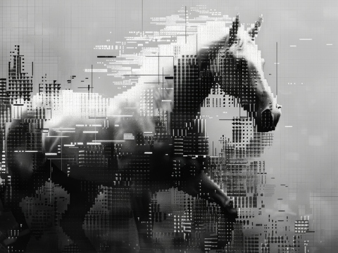  骏马肖像3D立体浮雕背景墙 