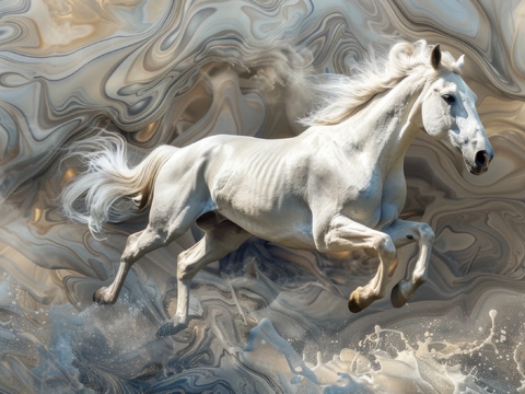  骏马肖像3D立体浮雕背景墙 