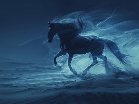  骏马肖像3D立体浮雕背景墙 